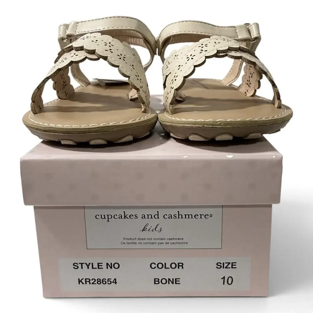Cupcakes and Cashmere scalloped Beige Sandal Toddler Girls Adjustable SZ/10